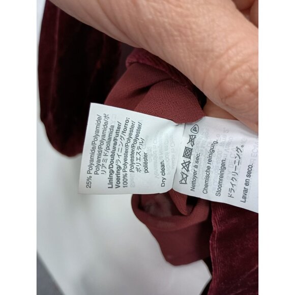 J. Crew Womens Velvet Blouse Top Size 12 Burgundy V Neck Long Sleeve Whimsygoth - Picture 5 of 10